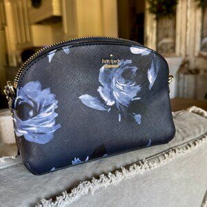 Kate Spade Black Floral Crossbody Bag Gold Chain Strap